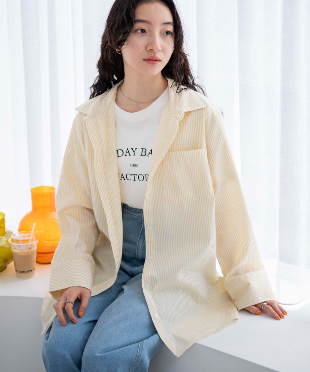 イエロー系ストライプ　モデル:163cm F着用