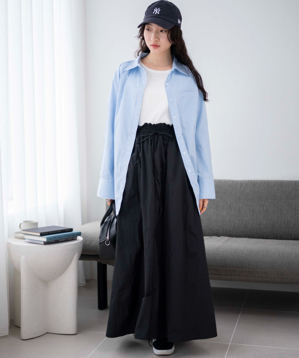 ブルー系ストライプ　モデル:163cm F着用