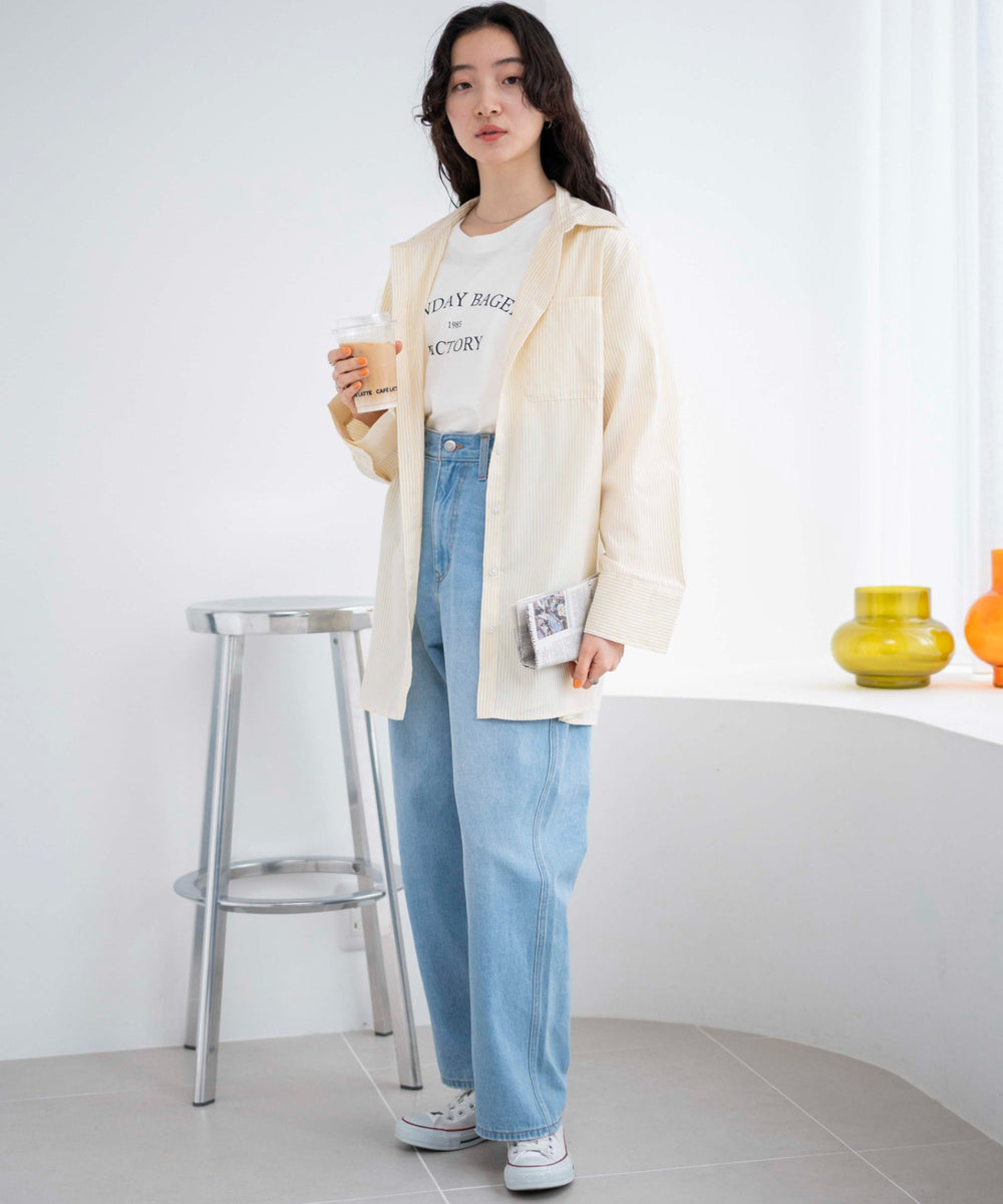 イエロー系ストライプ　モデル:163cm F着用