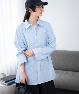 ブルー系ストライプ　モデル:163cm F着用