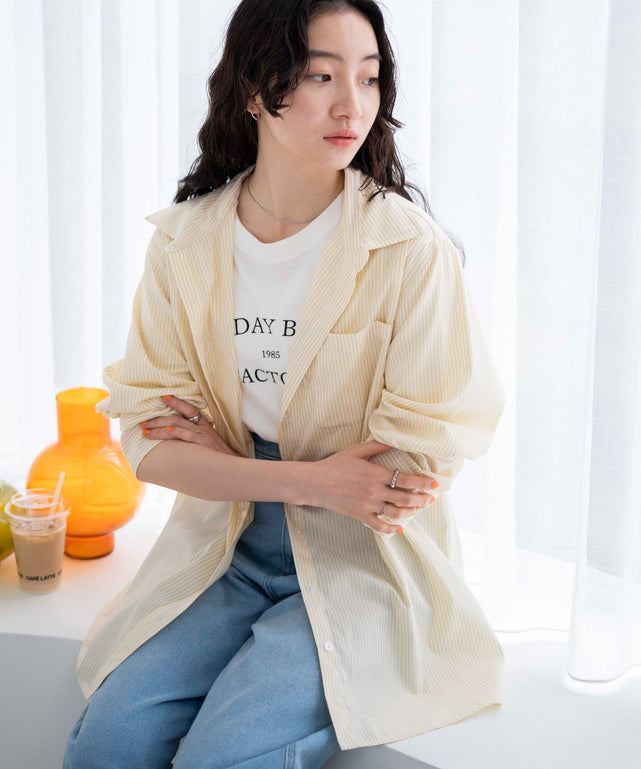 イエロー系ストライプ　モデル:163cm F着用