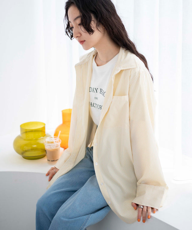 イエロー系ストライプ　モデル:163cm F着用