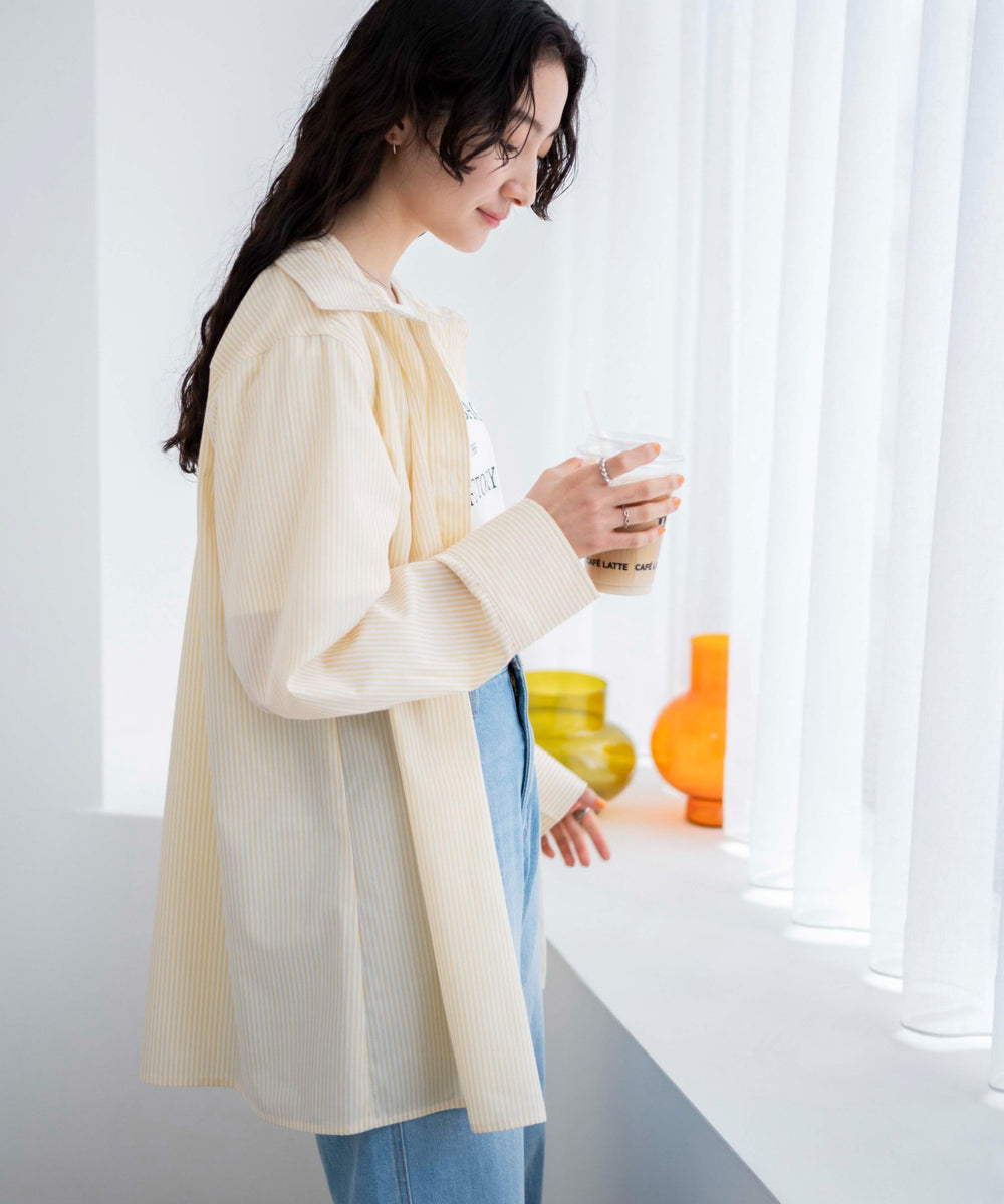 イエロー系ストライプ　モデル:163cm F着用