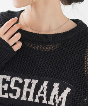 ロゴメッシュジャガードニット