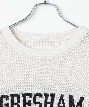 ロゴメッシュジャガードニット