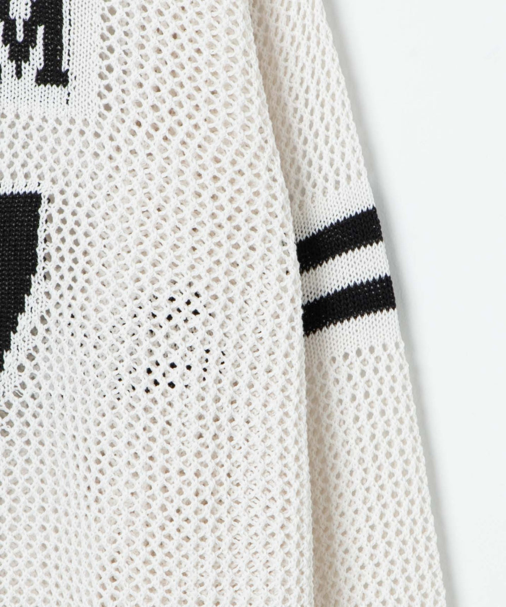 ロゴメッシュジャガードニット
