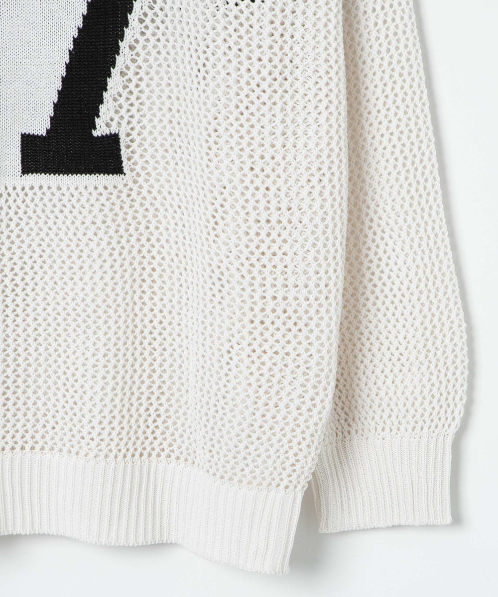 ロゴメッシュジャガードニット