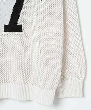 ロゴメッシュジャガードニット