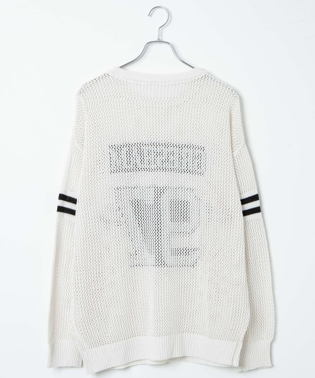 ロゴメッシュジャガードニット