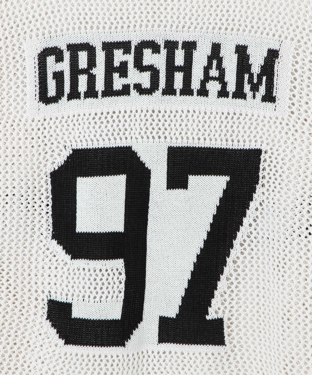 ロゴメッシュジャガードニット