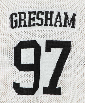 ロゴメッシュジャガードニット