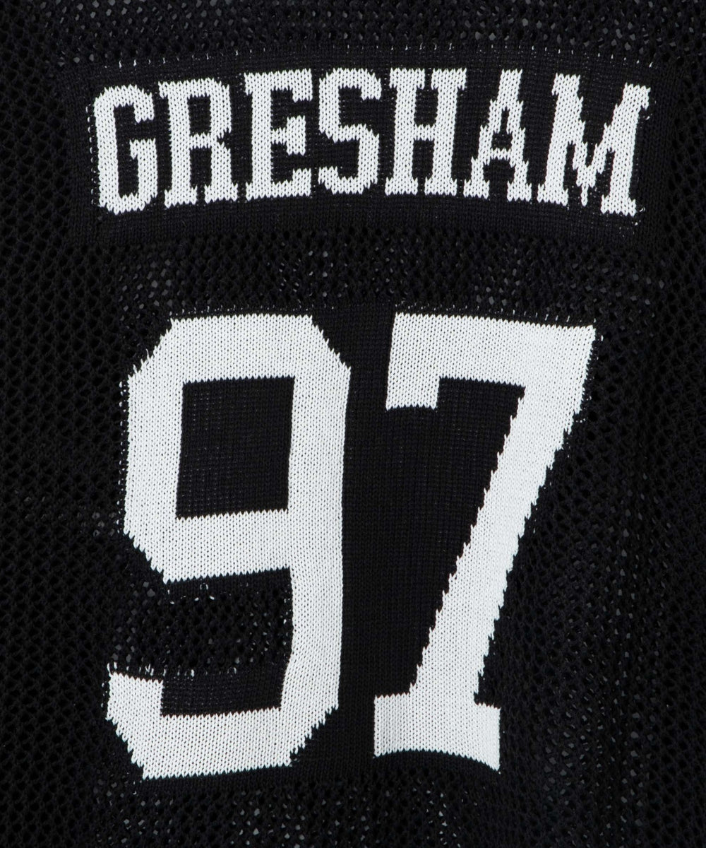 ロゴメッシュジャガードニット