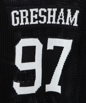 ロゴメッシュジャガードニット