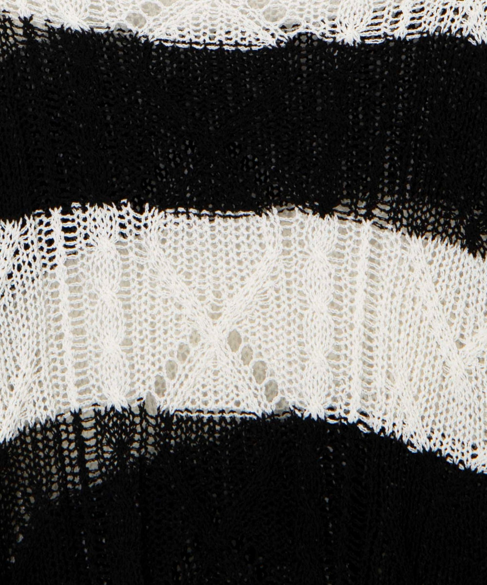 ボーダーケーブルメッシュニット