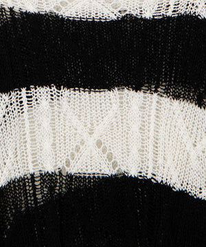 ボーダーケーブルメッシュニット