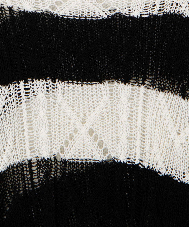 ボーダーケーブルメッシュニット