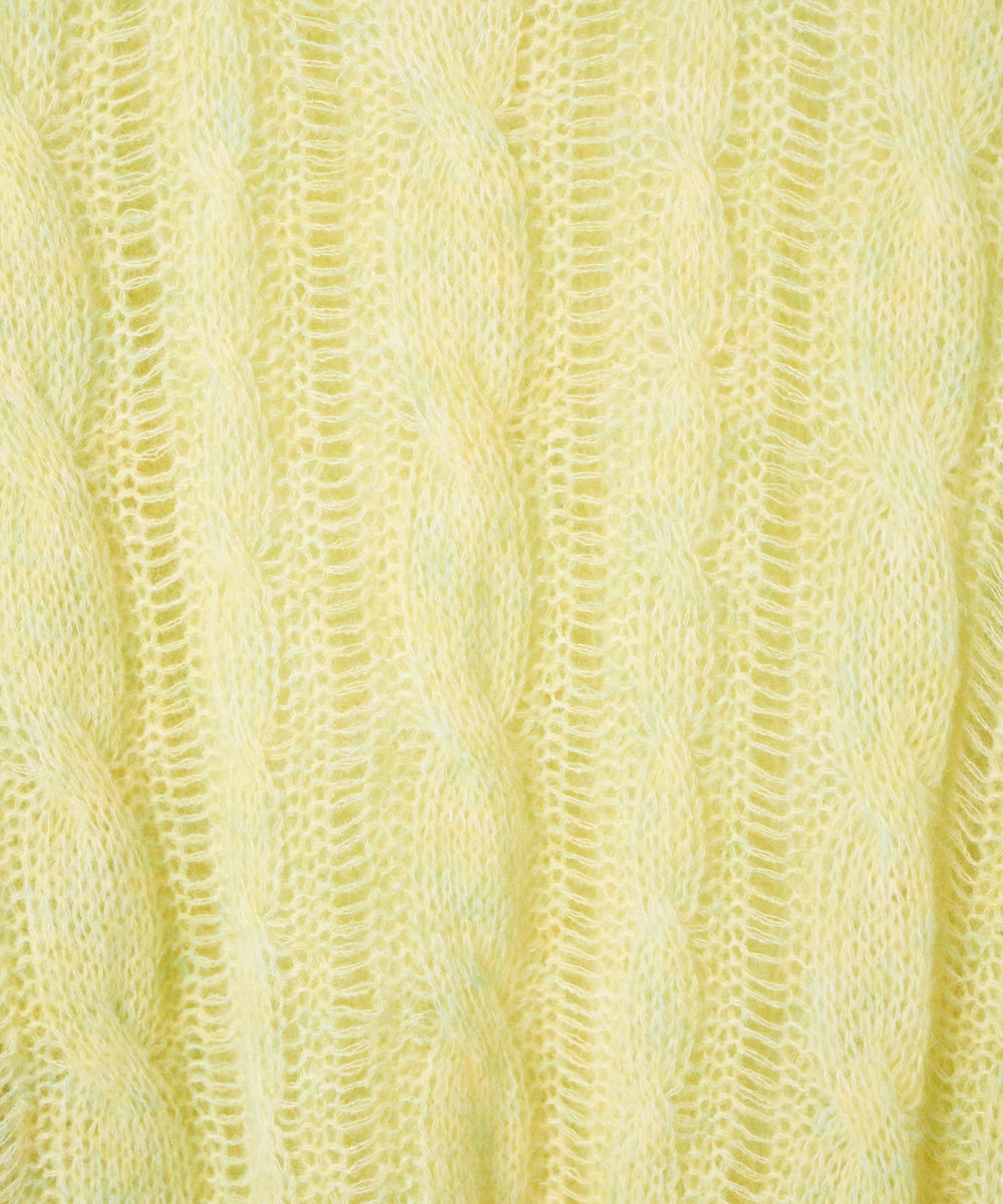 ケーブルメッシュメランジニット