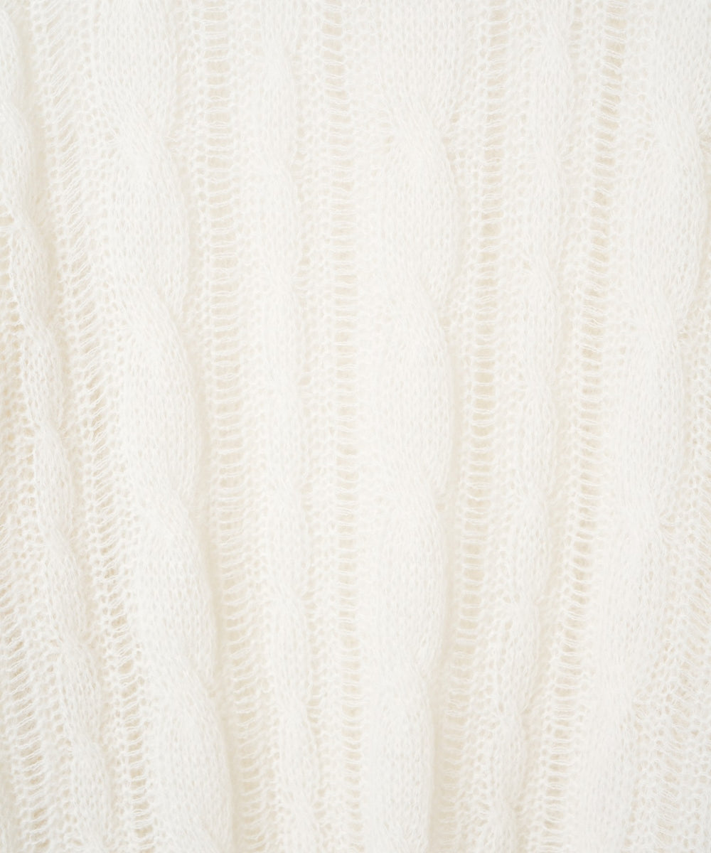 ケーブルメッシュメランジニット