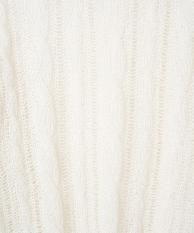 ケーブルメッシュメランジニット