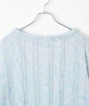 ケーブルメッシュメランジニット