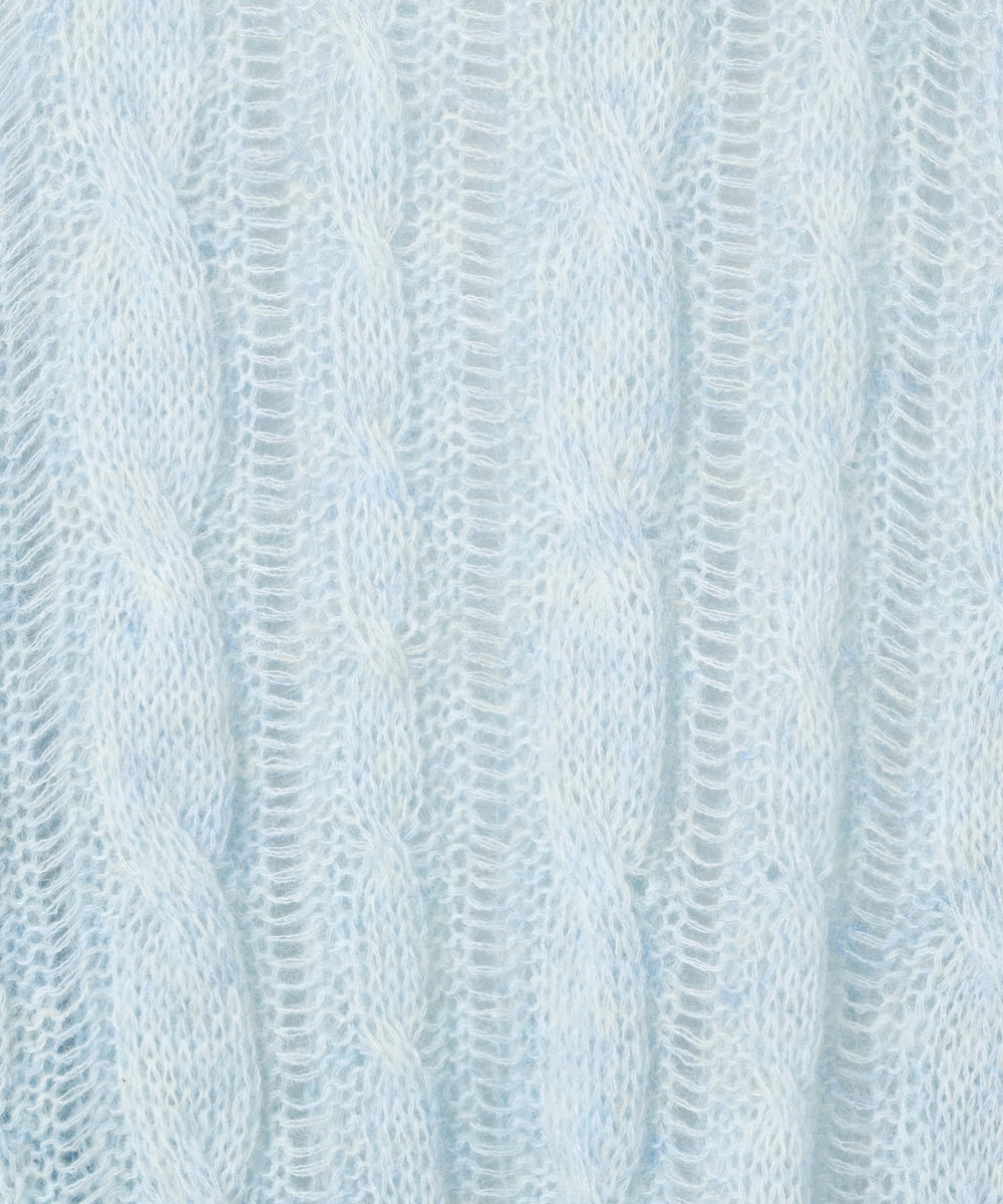 ケーブルメッシュメランジニット