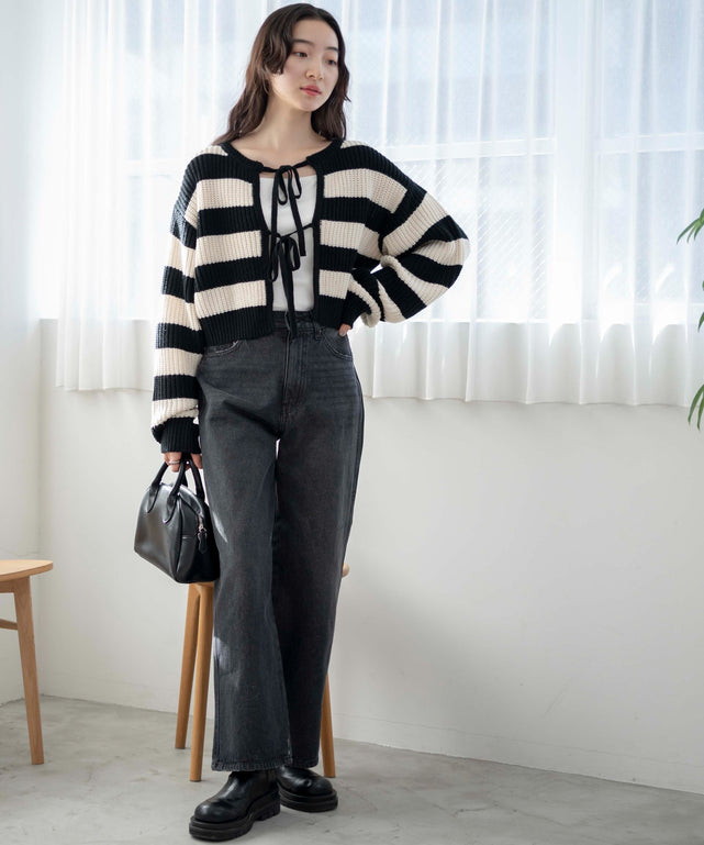 ブラック系ボーダー　モデル:163cm F着用