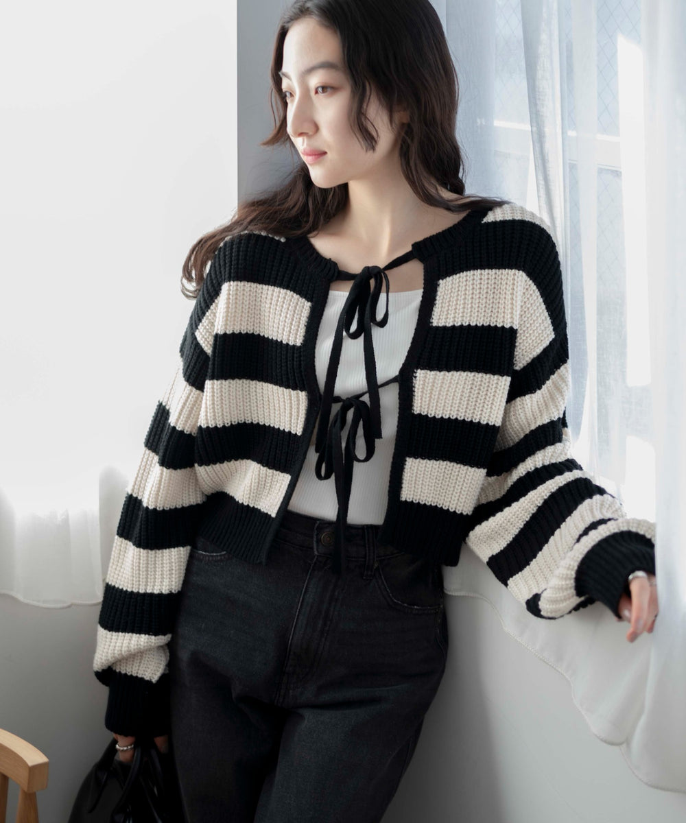 ブラック系ボーダー　モデル:163cm F着用