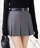 ベルト付ボックスプリーツスカパン/杢グレー　モデル:163cm F着用