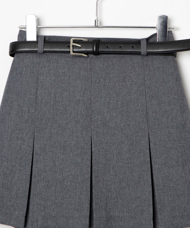 ベルト付ボックスプリーツスカパン