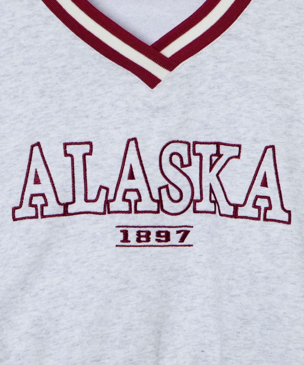 Vネックラインリブショートスウェット