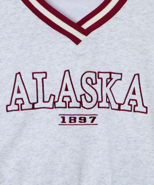 Vネックラインリブショートスウェット