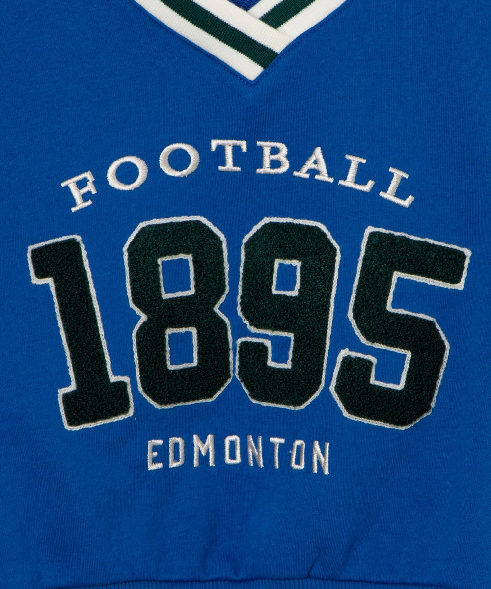 Vネックラインリブショートスウェット