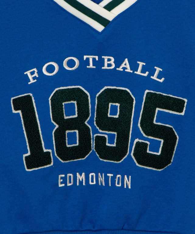 Vネックラインリブショートスウェット