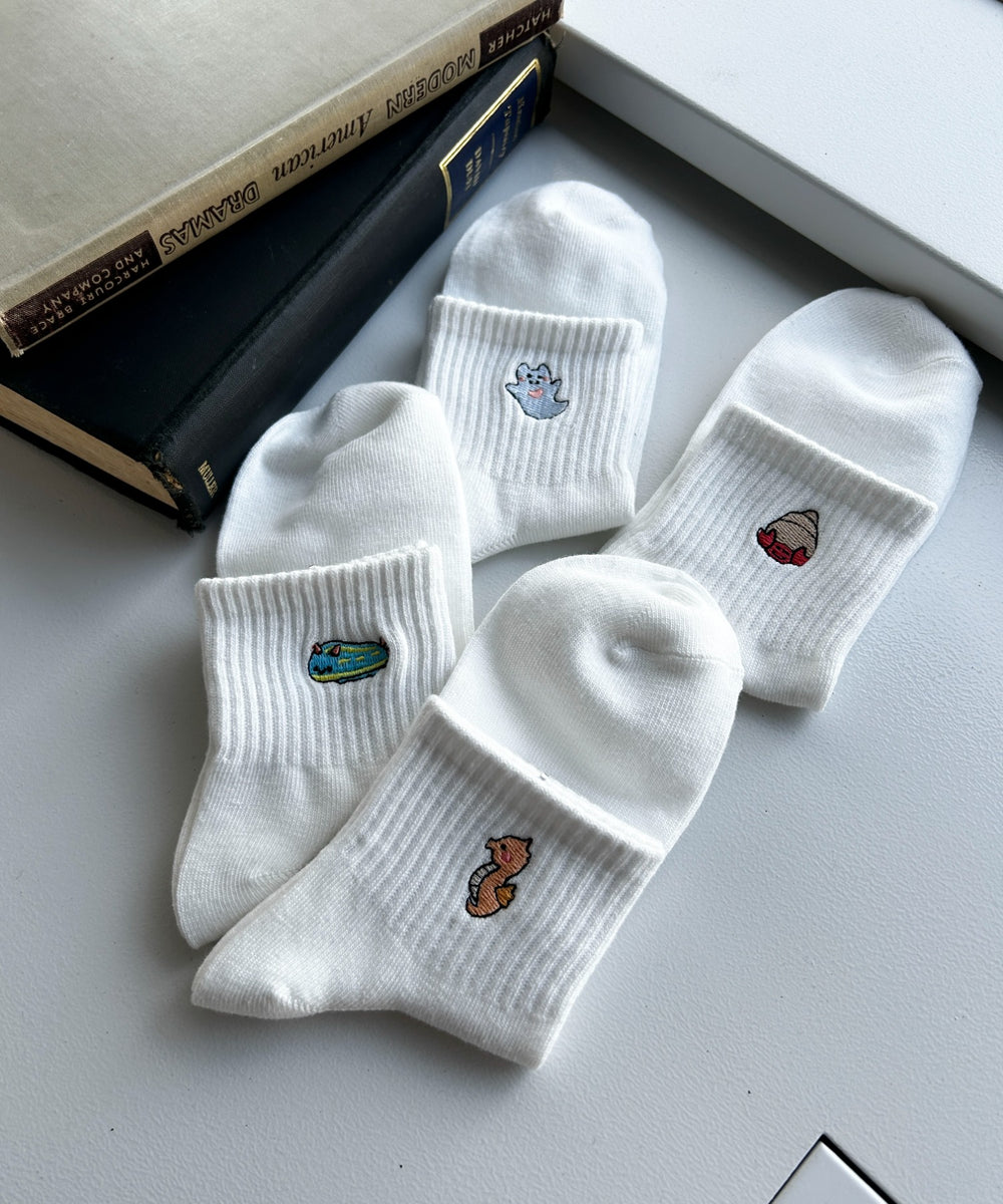シーアニマル刺繍アンクルソックス(23-25cm)