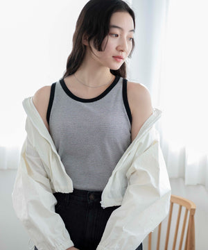 ホワイト系ボーダー　モデル:163cm M着用