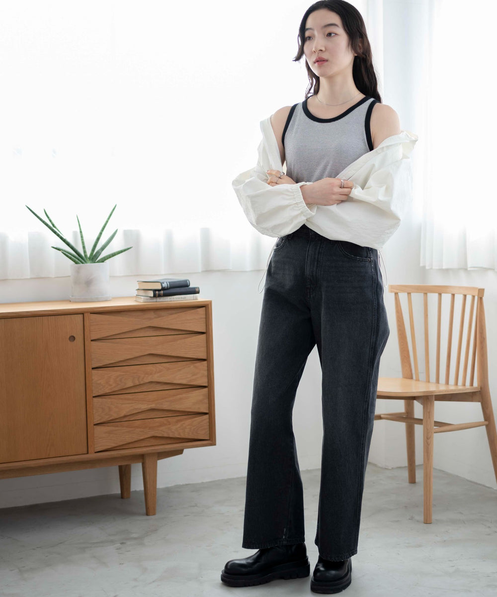 ホワイト系ボーダー　モデル:163cm M着用