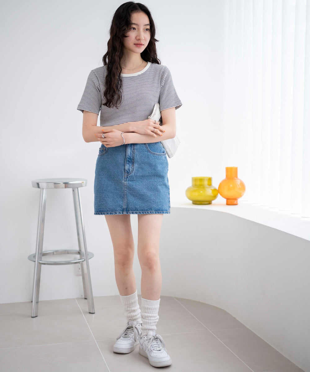 ホワイト系ボーダー　モデル:163cm M着用