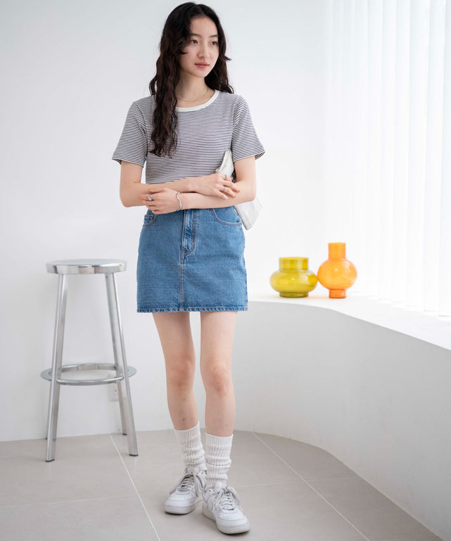 ホワイト系ボーダー　モデル:163cm M着用