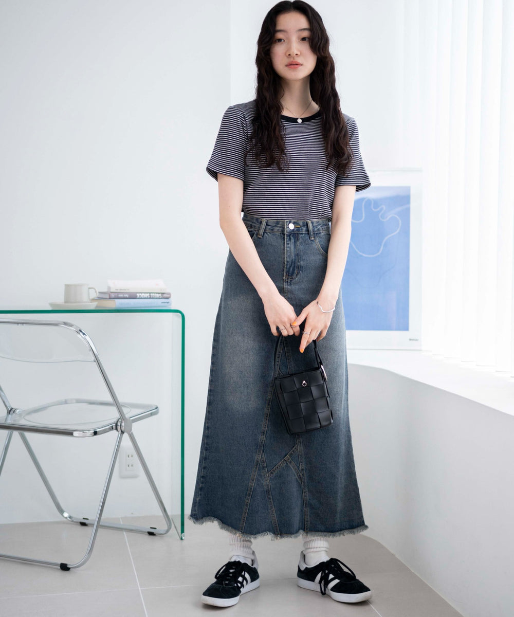 ブラック系ボーダー　モデル:163cm M着用