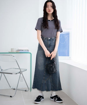 ブラック系ボーダー　モデル:163cm M着用