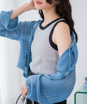 ホワイト系ボーダー　モデル:163cm F着用