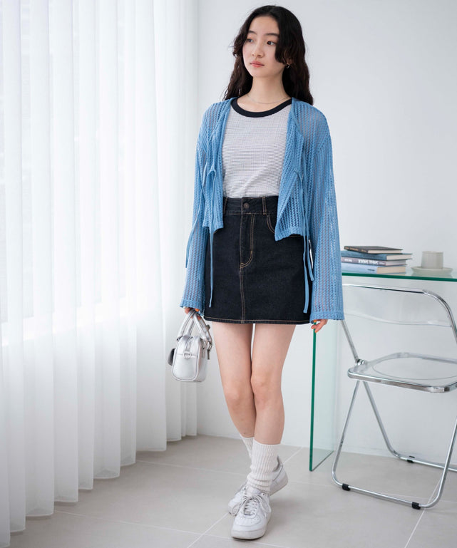 ホワイト系ボーダー　モデル:163cm F着用