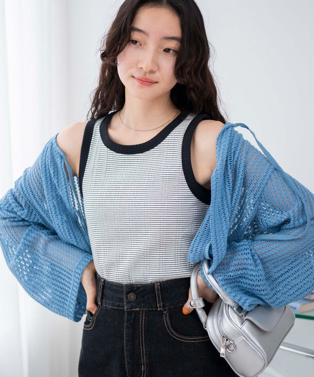 ホワイト系ボーダー　モデル:163cm F着用