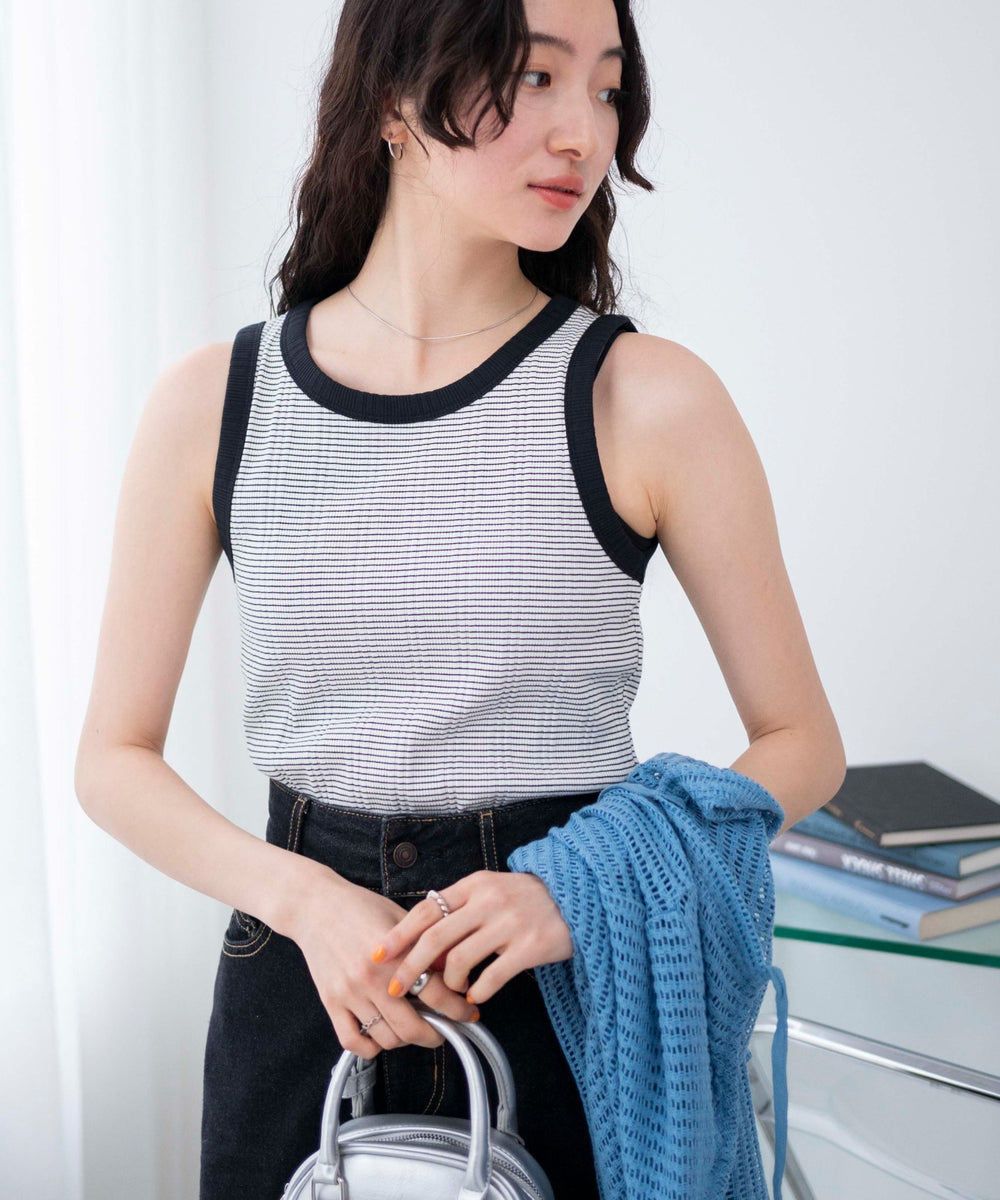 ホワイト系ボーダー　モデル:163cm F着用