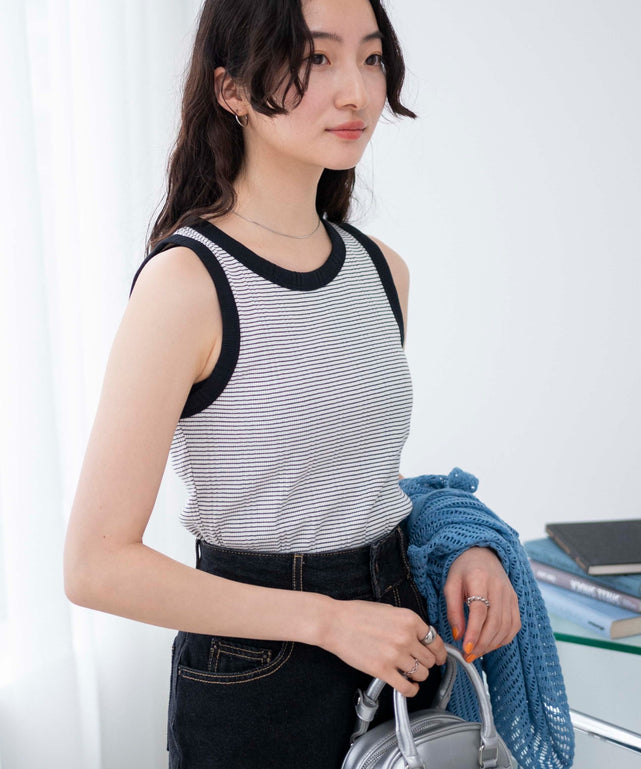 ホワイト系ボーダー　モデル:163cm F着用