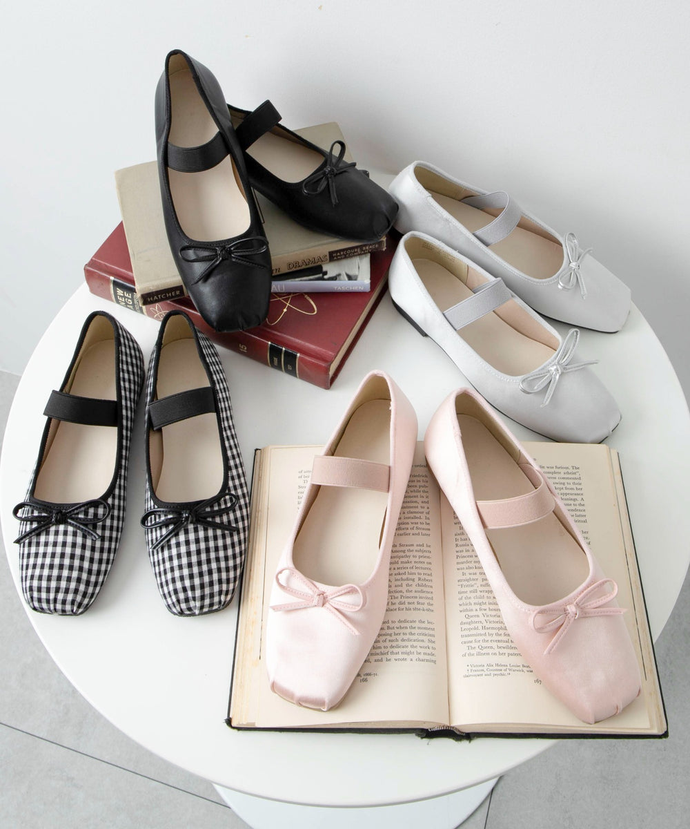 ベルト付きスクエアバレエシューズ