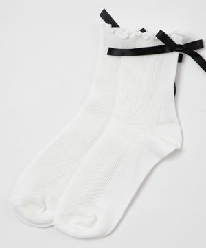 バックリボンクルーソックス