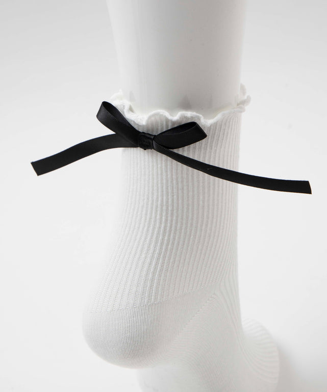 バックリボンクルーソックス