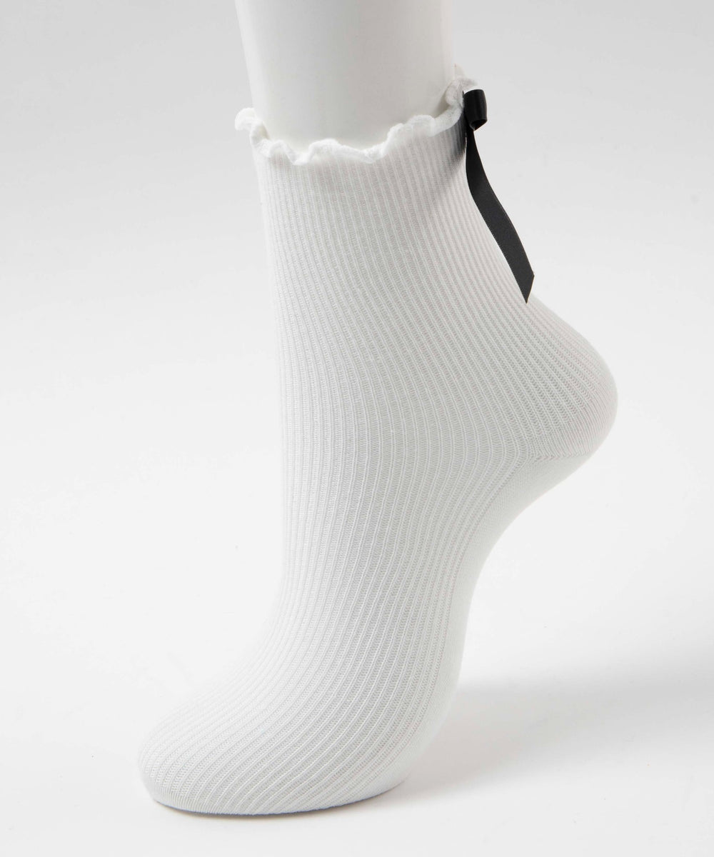 バックリボンクルーソックス