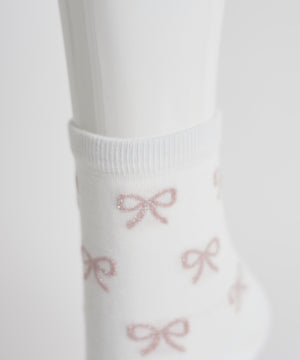 総柄リボンクルーソックス(23-25cm)